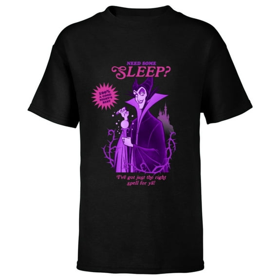Disney Villains for Hire Maleficent Need Some Sleep? - Short Sleeve T-Shirt for Kids - Customized-Black