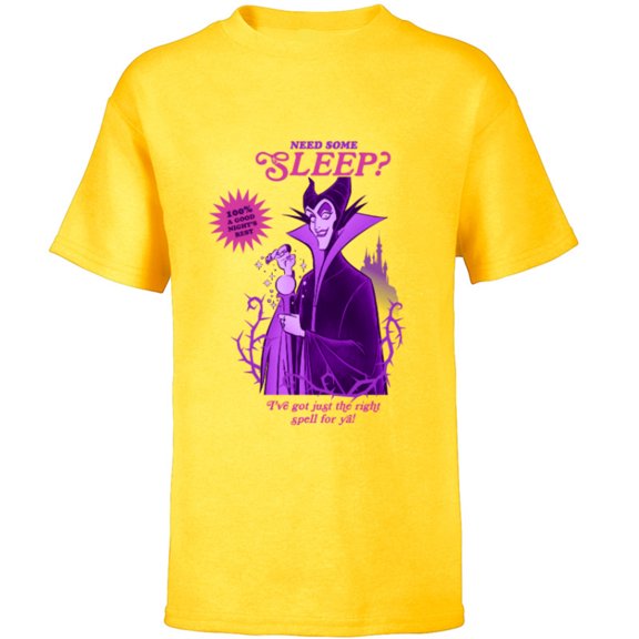 Disney Villains for Hire Maleficent Need Some Sleep? - Short Sleeve T-Shirt for Kids - Customized-Yellow
