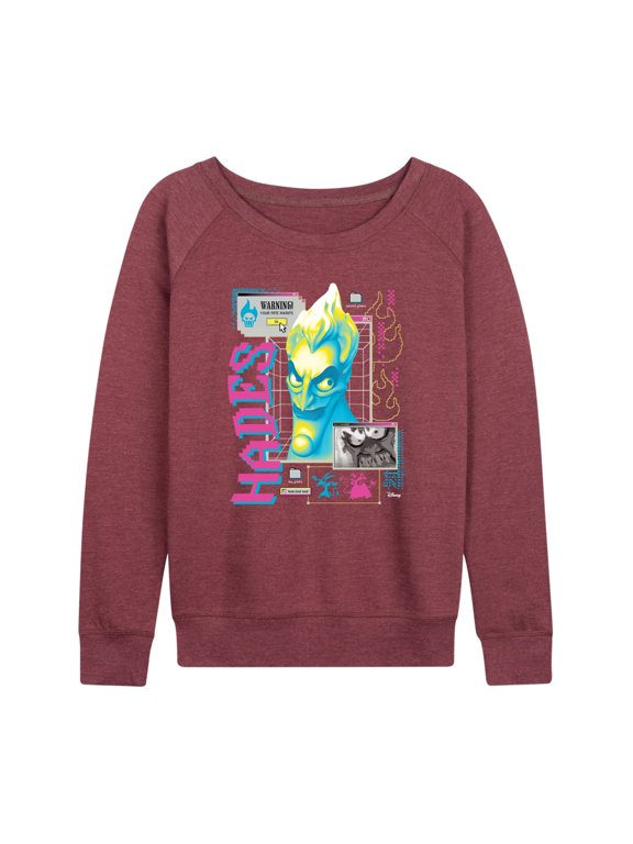 - Hades Vapor Wave Women's Lightweight French Terry Wide Neck Long Sleeve Graphic Shirt