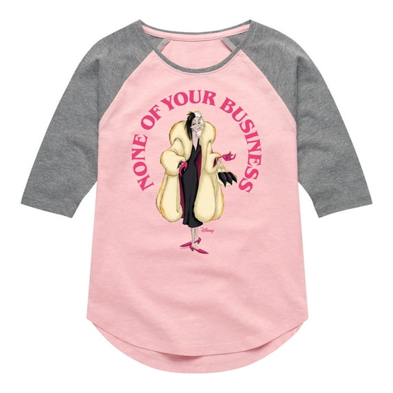 Disney Villains - None Of Ur Business - Toddler & Youth Girls Raglan Graphic T-Shirt