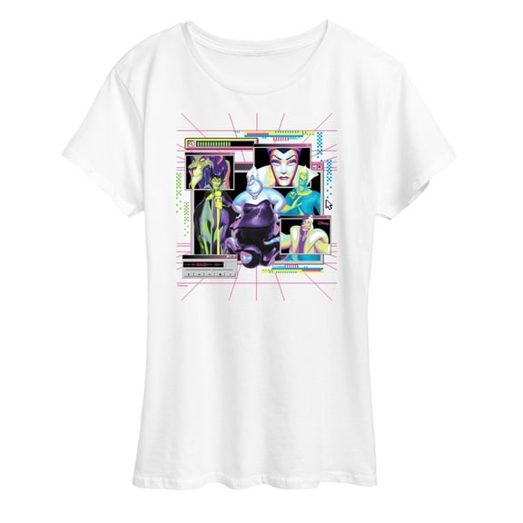 Disney Villians - Villians Group Vapor Wave - Women's Short Sleeve Graphic T-Shirt