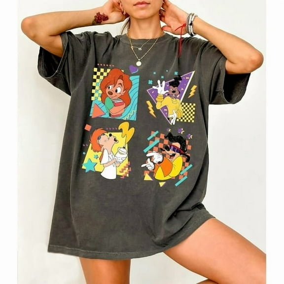 Disney Vintage A Goofy Movie Characters Comfort Colors T-Shirt, Goofy Max Roxanne Powerline Shirt