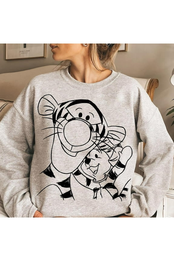 Vintage Disney Winnie The Pooh Tigger & Roo Sketch T-Shirt, Wdw Epcot Theme Park Tee, Magic Kingdom Disneyland Matching Sweatshirt, S-5XL Sweatshirt