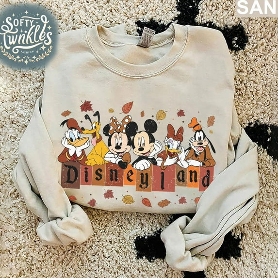Disney Vintage Disneyland Thanksgiving Sweatshirt, Cute Mickey And Friends Thanksgiving Sweatshirt, Disney Fall Vibes Family Matching Tees, Disney Fall, S-3XL Sweatshirt