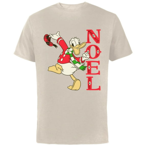 Disney Vintage Donald Duck Noel Holiday - Short Sleeve Cotton T-Shirt for Adults - Customized-Natural