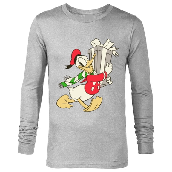 Disney Vintage Donald Duck with Holiday Present - Long Sleeve T-Shirt for Men - Customized-Athletic Heather