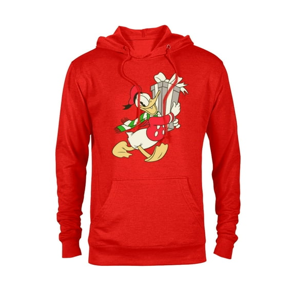 Disney Vintage Donald Duck with Holiday Present - Pullover Hoodie for Adults - Customized-Red