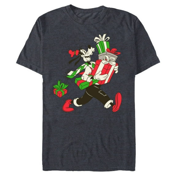 Disney Vintage Goofy Holiday Presents - Short Sleeve Blended T-Shirt for Adults -Customized-Navy Heather