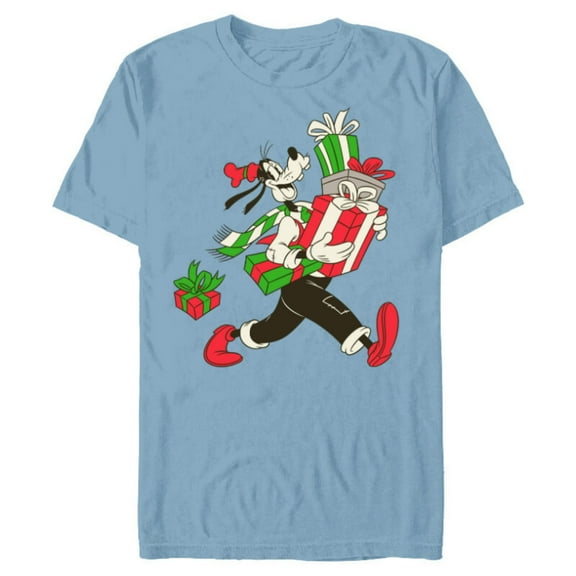Disney Vintage Goofy Holiday Presents - Short Sleeve Blended T-Shirt for Adults -Customized-Ocean Blue