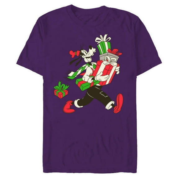 Disney Vintage Goofy Holiday Presents - Short Sleeve Blended T-Shirt for Adults -Customized-Purple