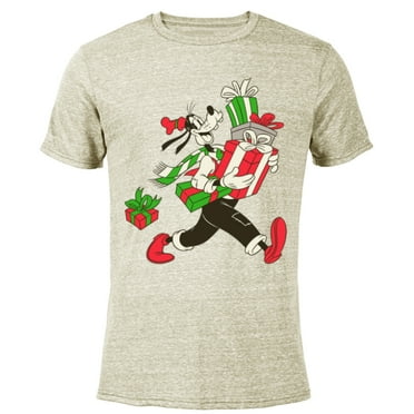 Disney Vintage Goofy Holiday Presents - Short Sleeve Blended T-Shirt for Adults -Customized-Yellow