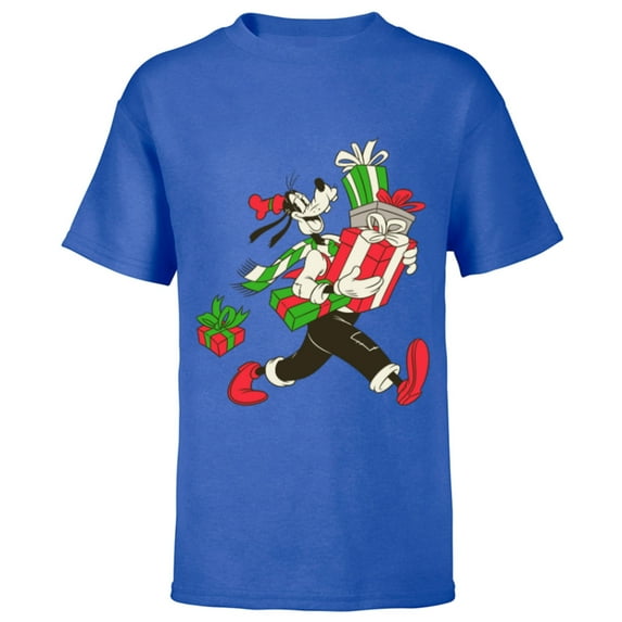 Disney Vintage Goofy Holiday Presents - Short Sleeve T-Shirt for Kids -Customized-Royal