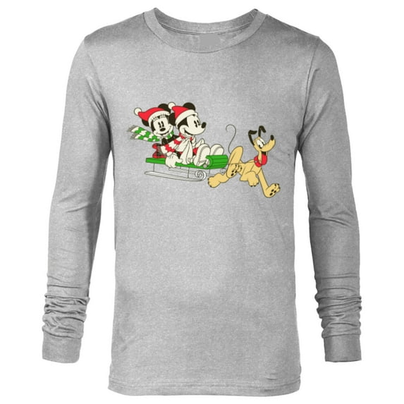 Disney Vintage Mickey Minnie Pluto Holiday Sleigh - Long Sleeve T-Shirt for Men - Customized-Athletic Heather