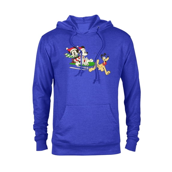 Disney Vintage Mickey Minnie Pluto Holiday Sleigh - Pullover Hoodie for Adults - Customized-Royal