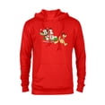 thumbnail image 1 of Disney Vintage Mickey Minnie Pluto Holiday Sleigh - Pullover Hoodie for Adults - Customized-Red, 1 of 5