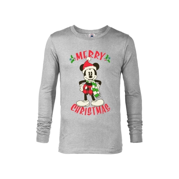 Disney Vintage Mickey Mouse Christmas Holiday - Long Sleeve T-Shirt for Men -Customized-Athletic Heather