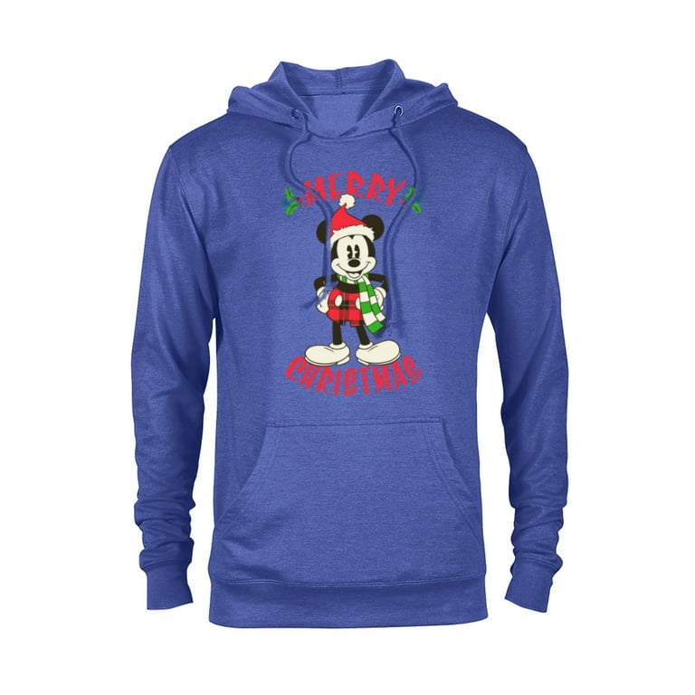 Disney Vintage Mickey Mouse Christmas Holiday Pullover Hoodie for Adults Customized Royal Heather Men s Size 3XL Blue