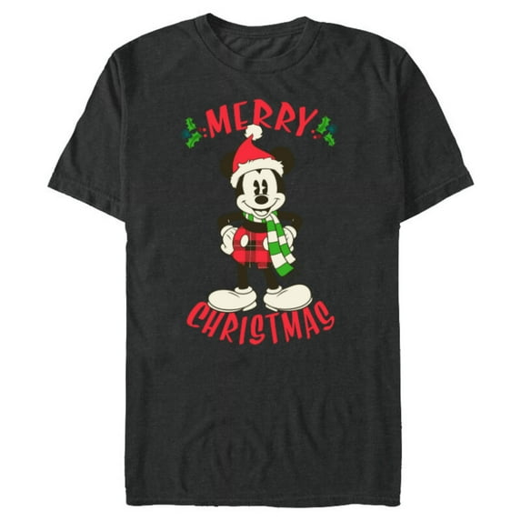 Disney Vintage Mickey Mouse Christmas Holiday - Short Sleeve Blended T-Shirt for Adults -Customized-Dark Heather