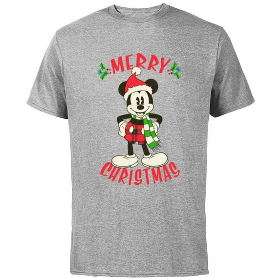 Disney Vintage Mickey Mouse Christmas Holiday - Short Sleeve Cotton T-Shirt for Adults -Customized-Athletic Heather