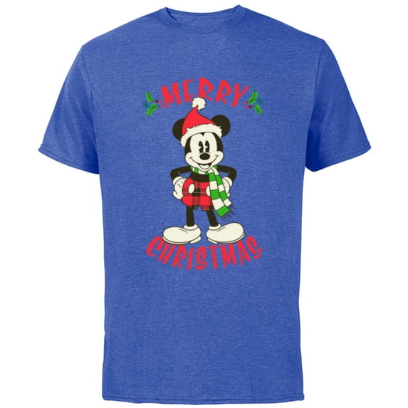 Disney Vintage Mickey Mouse Christmas Holiday - Short Sleeve Cotton T-Shirt for Adults -Customized-Royal Heather