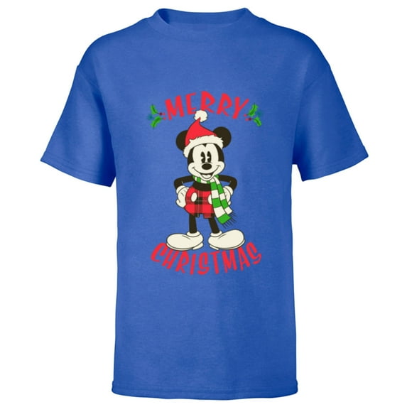 Disney Vintage Mickey Mouse Christmas Holiday - Short Sleeve T-Shirt for Kids -Customized-Royal