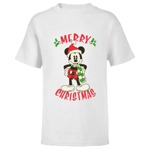 Disney Vintage Mickey Mouse Christmas Holiday - Short Sleeve T-Shirt for Kids -Customized-White