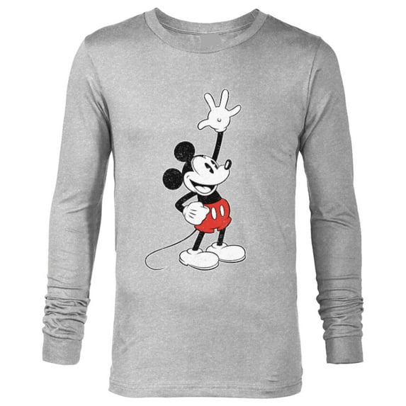 Disney Vintage Mickey Mouse Hey There - Long Sleeve T-Shirt for Men - Customized-Athletic Heather