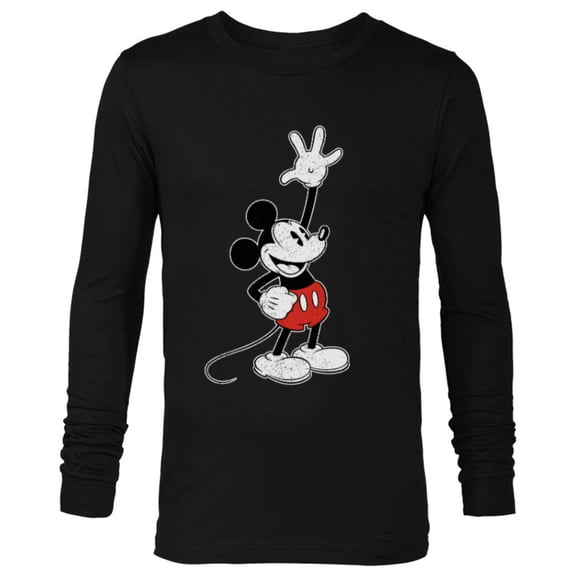 Disney Vintage Mickey Mouse Hey There - Long Sleeve T-Shirt for Men - Customized-Black