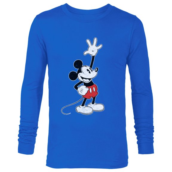 Disney Vintage Mickey Mouse Hey There - Long Sleeve T-Shirt for Men - Customized-Navy