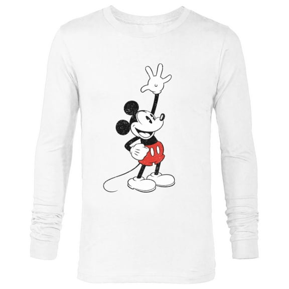 Disney Vintage Mickey Mouse Hey There - Long Sleeve T-Shirt for Men - Customized-White