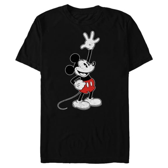 Disney Vintage Mickey Mouse Hey There - Short Sleeve Blended T-Shirt for Adults - Customized-Black