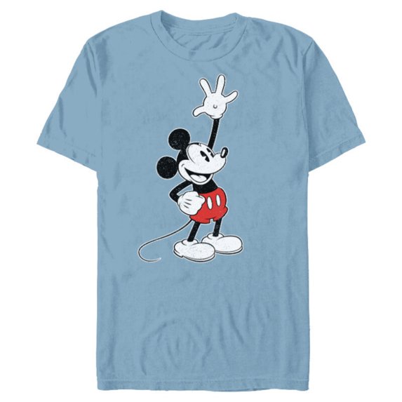 Disney Vintage Mickey Mouse Hey There - Short Sleeve Blended T-Shirt for Adults - Customized-Ocean Blue