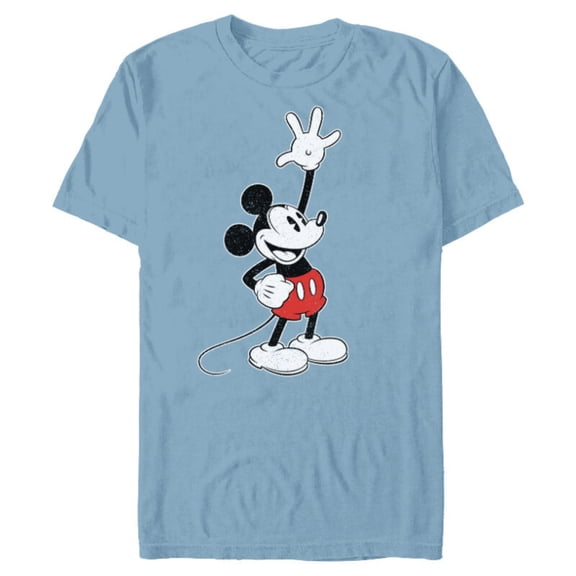 Disney Vintage Mickey Mouse Hey There - Short Sleeve Blended T-Shirt for Adults - Customized-Ocean Blue
