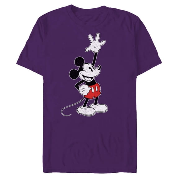 Disney Vintage Mickey Mouse Hey There - Short Sleeve Blended T-Shirt for Adults - Customized-Purple