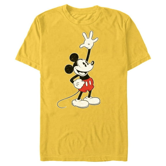 Disney Vintage Mickey Mouse Hey There - Short Sleeve Blended T-Shirt for Adults - Customized-Yellow