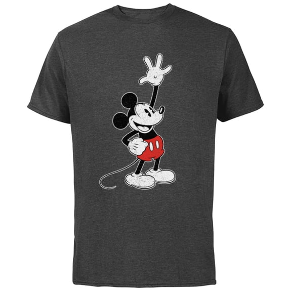 Disney Vintage Mickey Mouse Hey There - Short Sleeve Cotton T-Shirt for Adults - Customized-Charcoal
