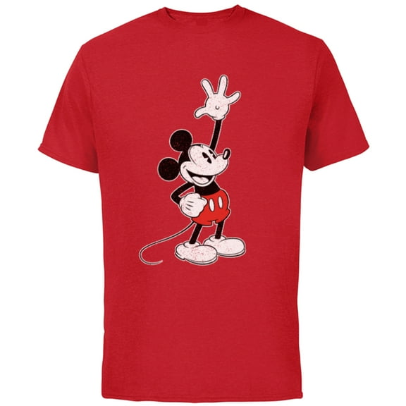 Disney Vintage Mickey Mouse Hey There - Short Sleeve Cotton T-Shirt for Adults - Customized-Red