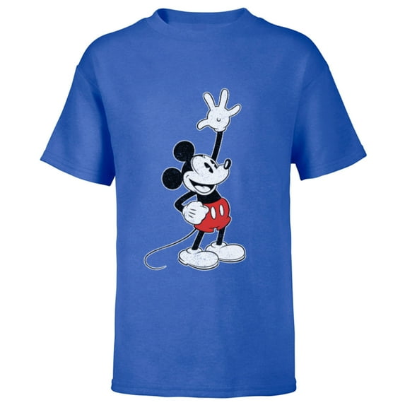 Disney Vintage Mickey Mouse Hey There - Short Sleeve T-Shirt for Kids - Customized-Royal
