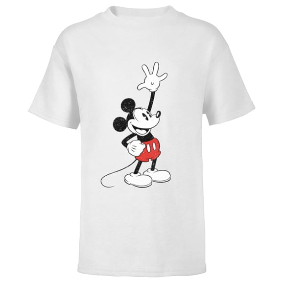 Disney Vintage Mickey Mouse Hey There - Short Sleeve T-Shirt for Kids - Customized-White