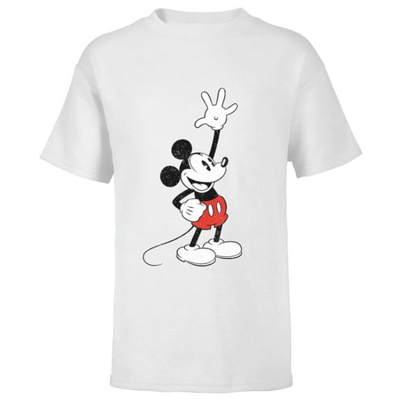 Disney Vintage Mickey Mouse Hey There - Short Sleeve T-Shirt for Kids - Customized-White