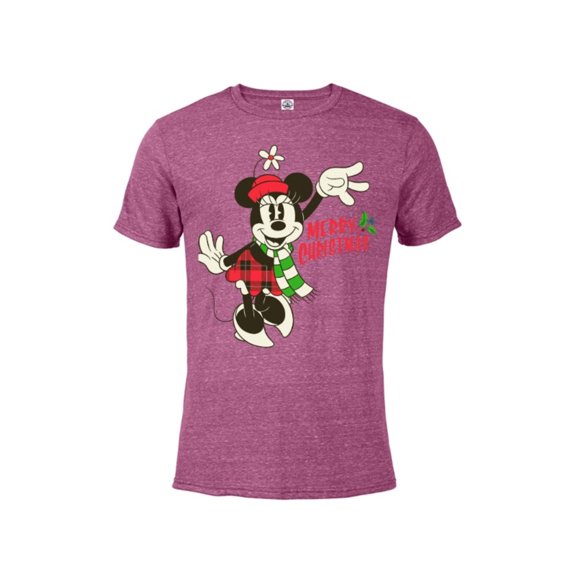 Disney Vintage Minnie Mouse Christmas - Short Sleeve Blended T-Shirt for Adults -Customized-Berry Snow Heather