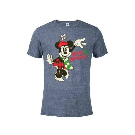 Disney Vintage Minnie Mouse Christmas - Short Sleeve Blended T-Shirt for Adults -Customized-Denim Snow Heather