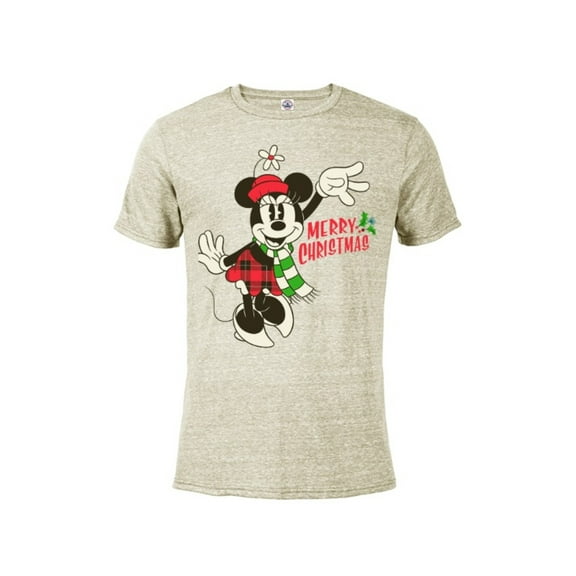 Disney Vintage Minnie Mouse Christmas - Short Sleeve Blended T-Shirt for Adults -Customized-Putty Snow Heather