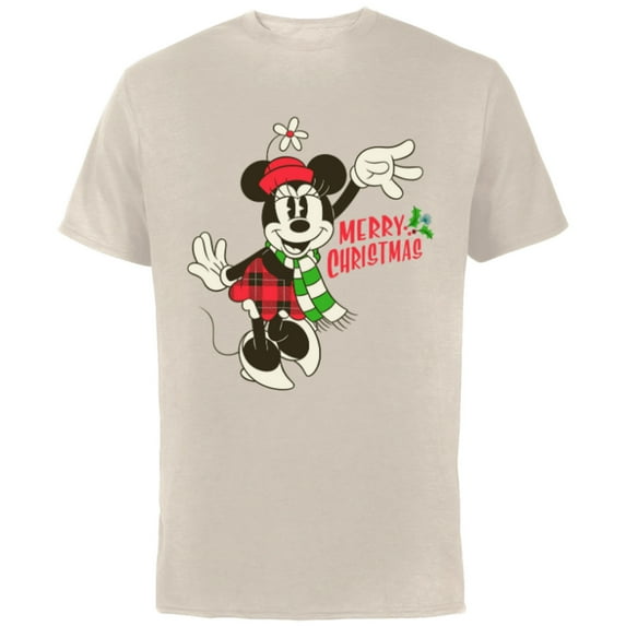 Disney Vintage Minnie Mouse Christmas - Short Sleeve Cotton T-Shirt for Adults -Customized-Natural
