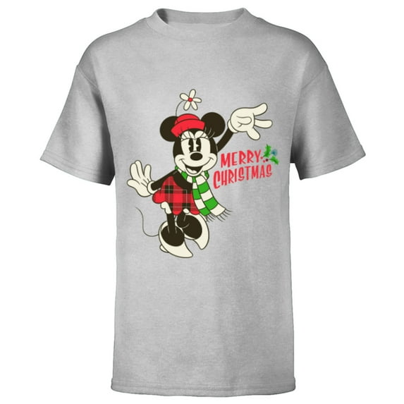 Disney Vintage Minnie Mouse Christmas - Short Sleeve T-Shirt for Kids -Customized-Athletic Heather