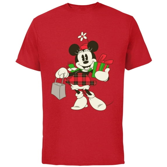Disney Vintage Minnie Mouse Retro Holiday - Short Sleeve Cotton T-Shirt for Adults - Customized-Red
