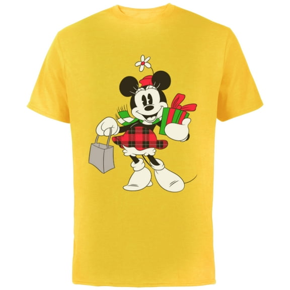Disney Vintage Minnie Mouse Retro Holiday - Short Sleeve Cotton T-Shirt for Adults - Customized-Yellow