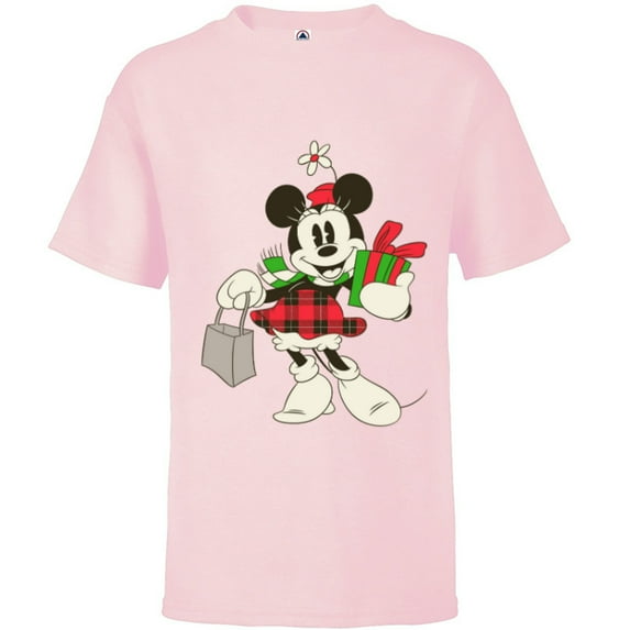 Disney Vintage Minnie Mouse Retro Holiday - Short Sleeve T-Shirt for Kids - Customized-Soft Pink
