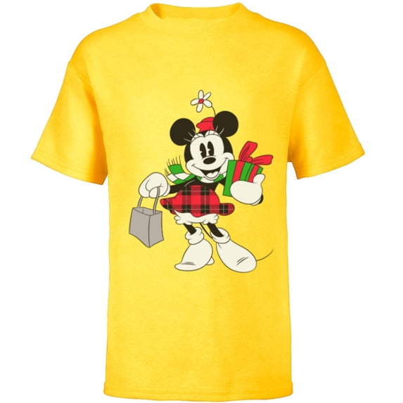 Disney Vintage Minnie Mouse Retro Holiday - Short Sleeve T-Shirt for Kids - Customized-Yellow
