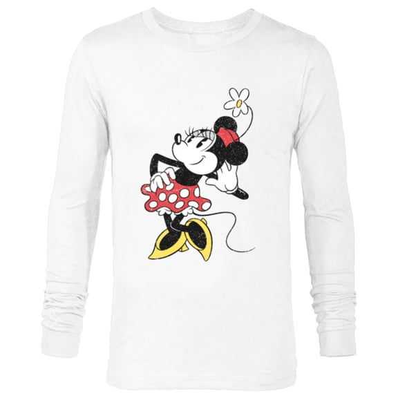 Disney Vintage Minnie Mouse Strikes a Pose - Long Sleeve T-Shirt for Men - Customized-White